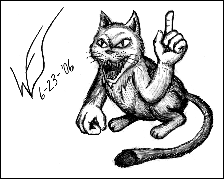 THE CAT WITH HANDS in pencil